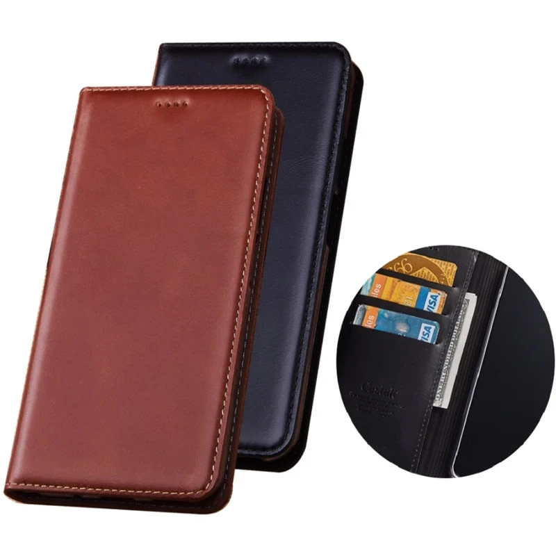 Business Wallet Mobile Phone Case Cowhide Leather Cover For OPPO Realme 6 Pro/OPPO Realme 6 Flip Case Card Holder Pocket Funda