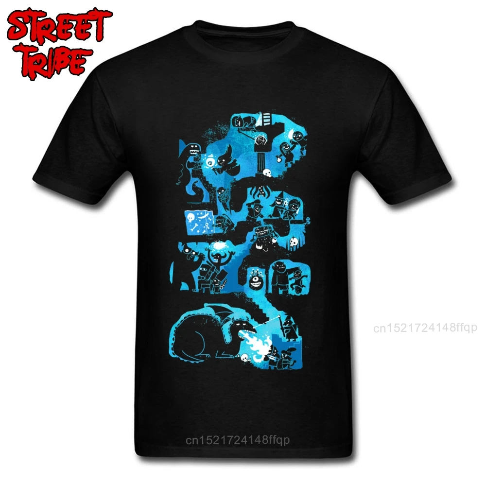 Hip Hop T-shirt Dungeon Crawlers T Shirt For Men Black Blue Tshirt Dragons Monsters Unique Tshirts Wholesale Cotton Man Top Tees