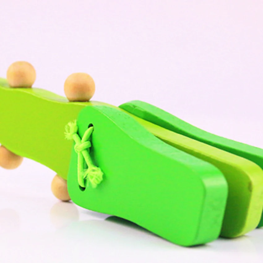 Krokodyl kształt drewniany kastaniet Instrument muzyczny kreskówka muzyczna edukacyjna grzechotka prezent zabawki edukacyjne Montessori — zdjęcie produktu 6