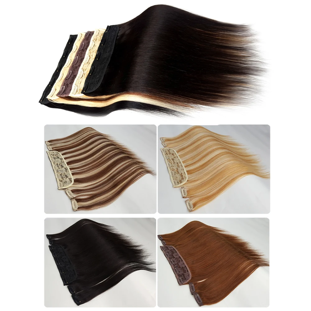 Showcoco One Piece Clip In Human Hair Extensions Silky Straight 100% Remy  Hair Clip Total 5 Pieces/Set 180g Hair Clips