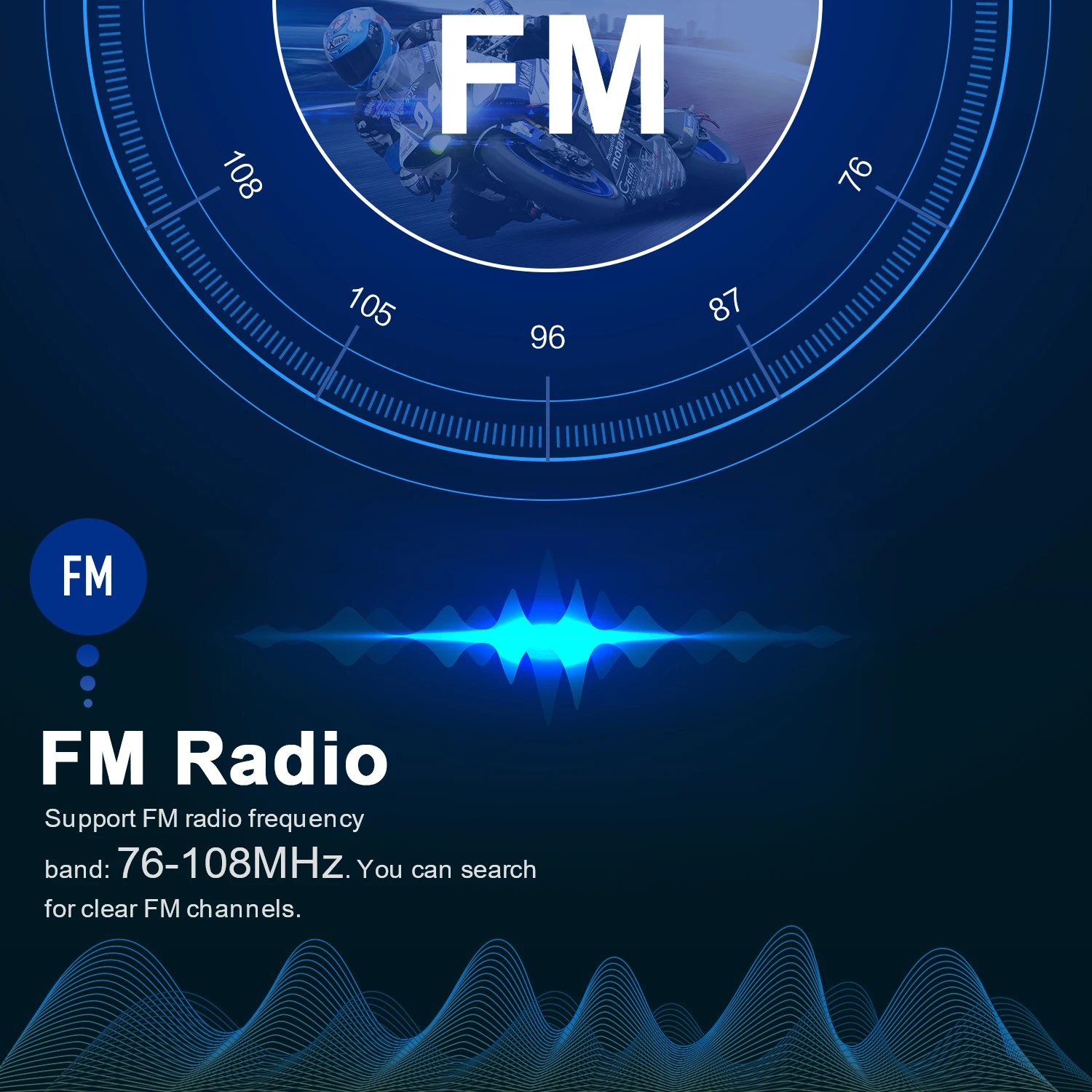 Helm interkom nirkabel untuk sepeda motor, helm interkom bluetooth 5.0, headset sepeda motor tahan air hingga 1000M, interphone dengan radio FM