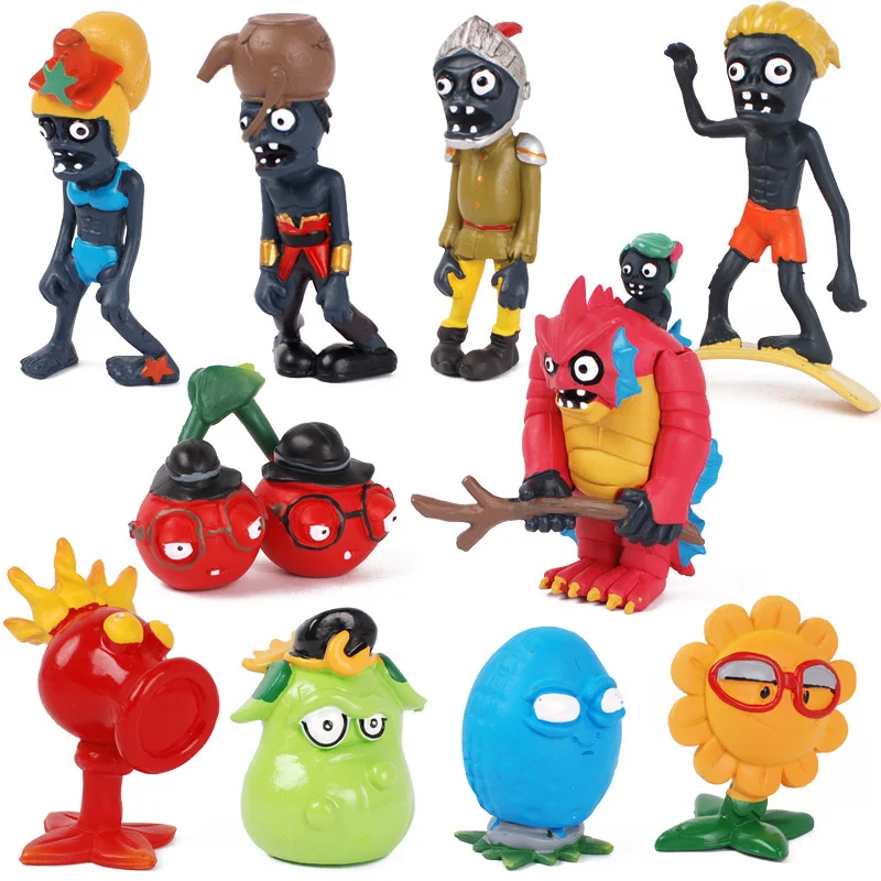 Anime Plants Action Figures Vs Zombies Pvz SunFlower Peashooter Snow Pea Repeater Squash Kid Children\'s Toy Set