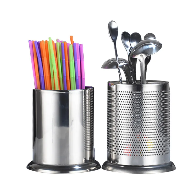 

Stainless steel chopsticks tube tea shop bar straw tube kitchen storage box drain chopsticks cage knife and fork seat