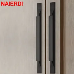 NAIERDI Gold Solid Aluminum Alloy Kitchen Cupboard Pulls American Style Black Cabinet Handles Drawer Knobs Furniture Handle