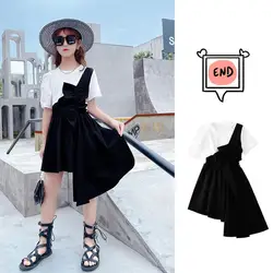 Teenage Summer New Cotton Show Dress Children Design Asymmetrical Dress Kids Fashion Ruffles Dress Girl Clothes wz220 Wholesale