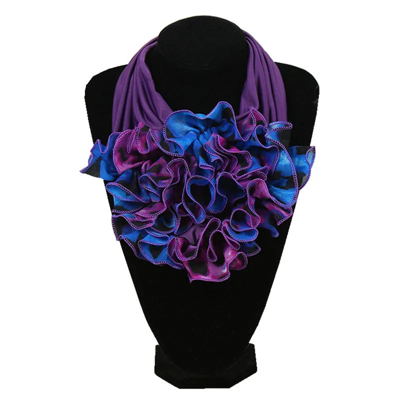 New Trend Women Scarf Floral Collar Scarf Luxury Big Flower Neckerchief Ring Neck Scarves Fashion Bandana Head Hijab For Ladies