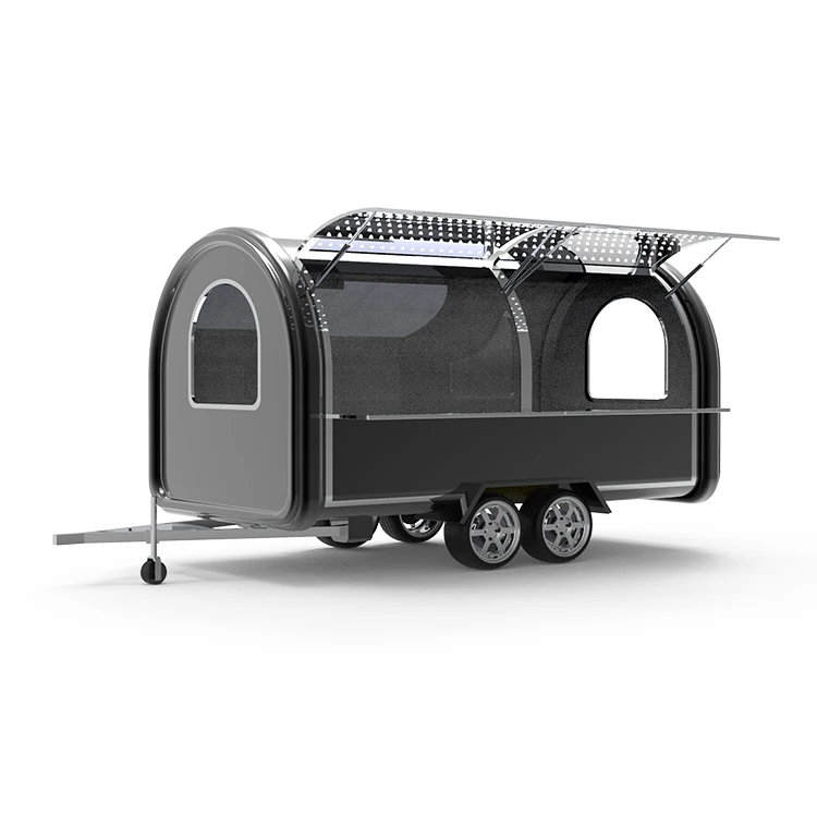 

Customized Black Food Truck Mobile Food Cart Fast Food Trailer Kitchen Trailer van Shopping Carts