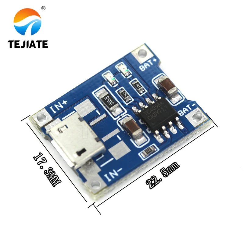 10Pcs MINI Micro USB 5V 1A 18650 TP4056 Lithium Battery Charger Module Charging Board With Protection Dual Functions 1A Li-ion