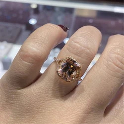 100% Real 10K Rose Gold Ring for Women Origin Natural 1.5 Carat Topaz Gemstone Luxury Anillos Mujer Engagement Rectangle Rings