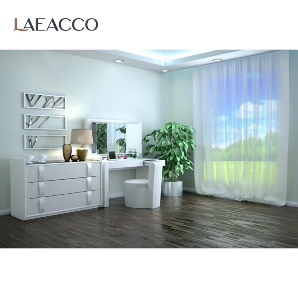 Laeacco Modern Living Office Room Wood Floor Interior Photo Zone Photography Background Photo Backdrop Photo Studio Photocall