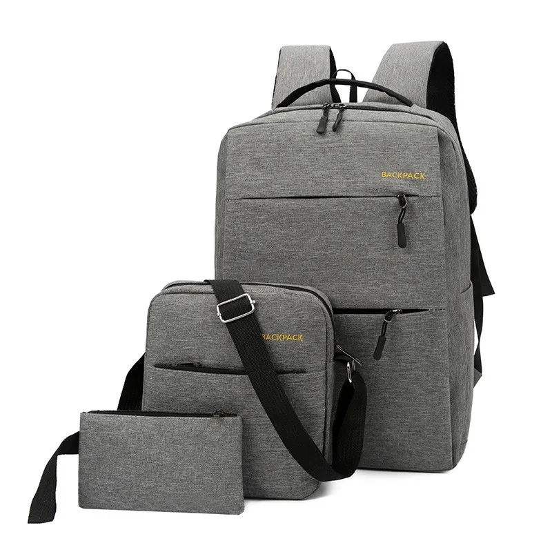 USB Charging Men\'s Bag Casual Multifunctional Backpacks Men School Bags 3 sets Backpacks 3PCS Fashion Laptop Bag Small Backpack