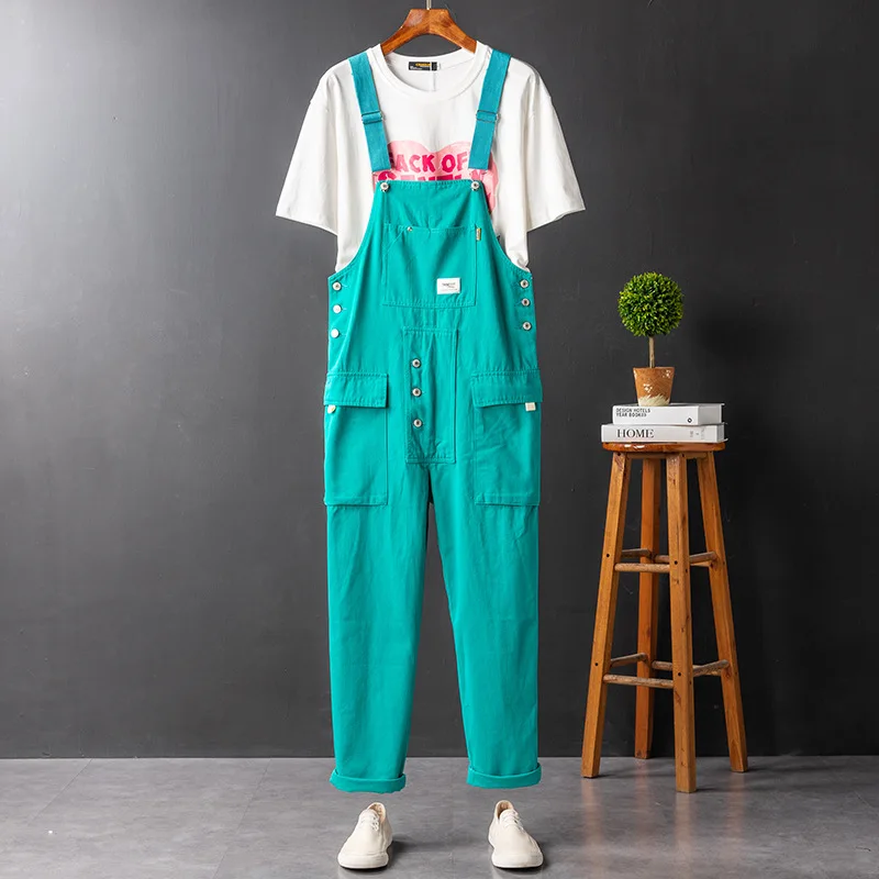 2020 New Mens Bib Overalls Jumpsuits Moto Biker Jeans Pants Trousers Male Solid Casual Long Pants Clothing