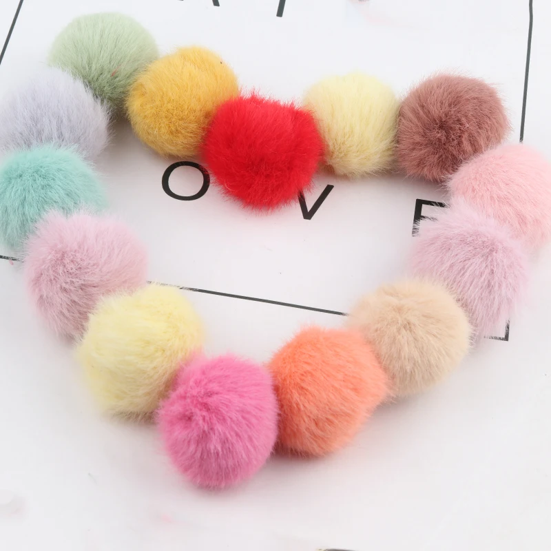 25mm Fur Pompom Balls Imitation Mink Hair Plush Pompoms Balls DIY Pompon Material Craft Supplies Pendant Hair Accessories