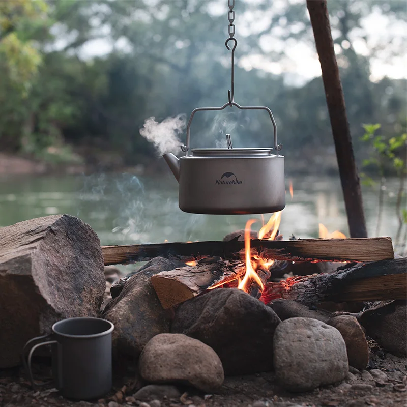 Imagem -04 - Naturehike Titanium Fervente Chaleira Acampamento Panelas Ultra-leve Utensílios de Cozinha de Acampamento ao ar Livre Portátil Fervente Chaleira Natureza Caminhada