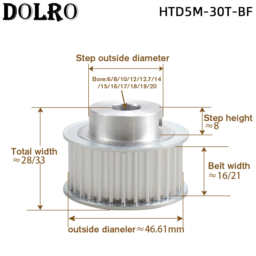 Timing Pulley 5M-30T Bore 6/8/10/12/12.7/14/15/16/1718//19/20 mm Pulley Slot Width 16/21 mm For Width 15/20mm 5M-timing belt BF