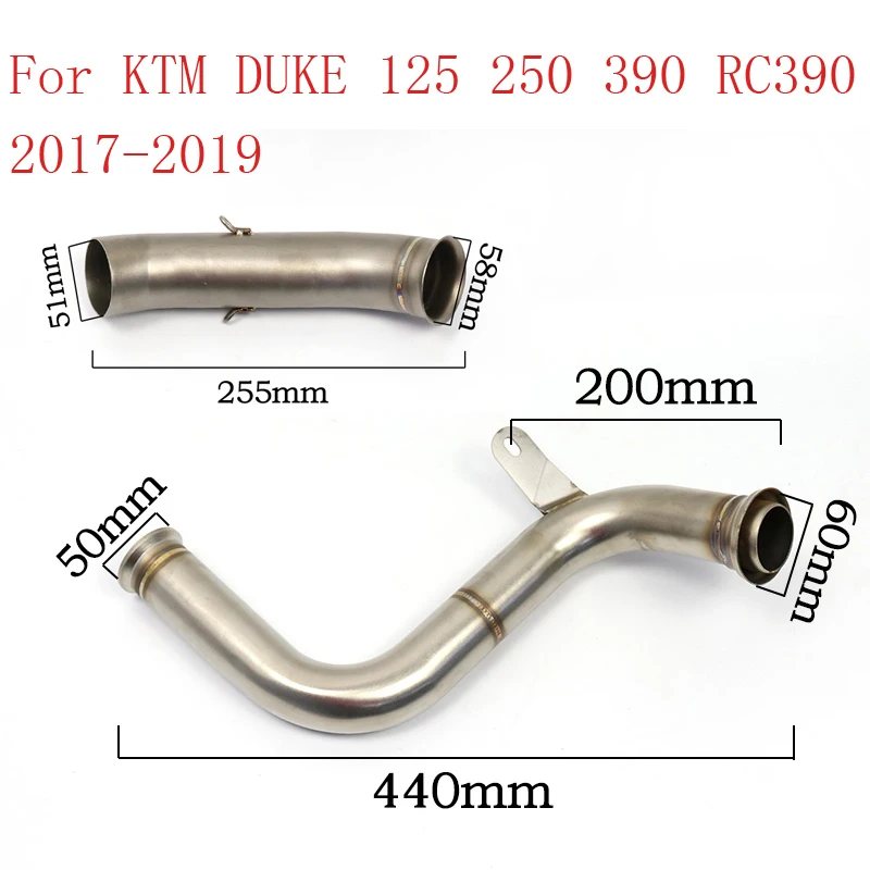 Motorcycle Exhaust Middle Link Pipe Slip on Exhaust System For Duke 125 250 390 RC390 2017 2018 2019 2020 echappement moto