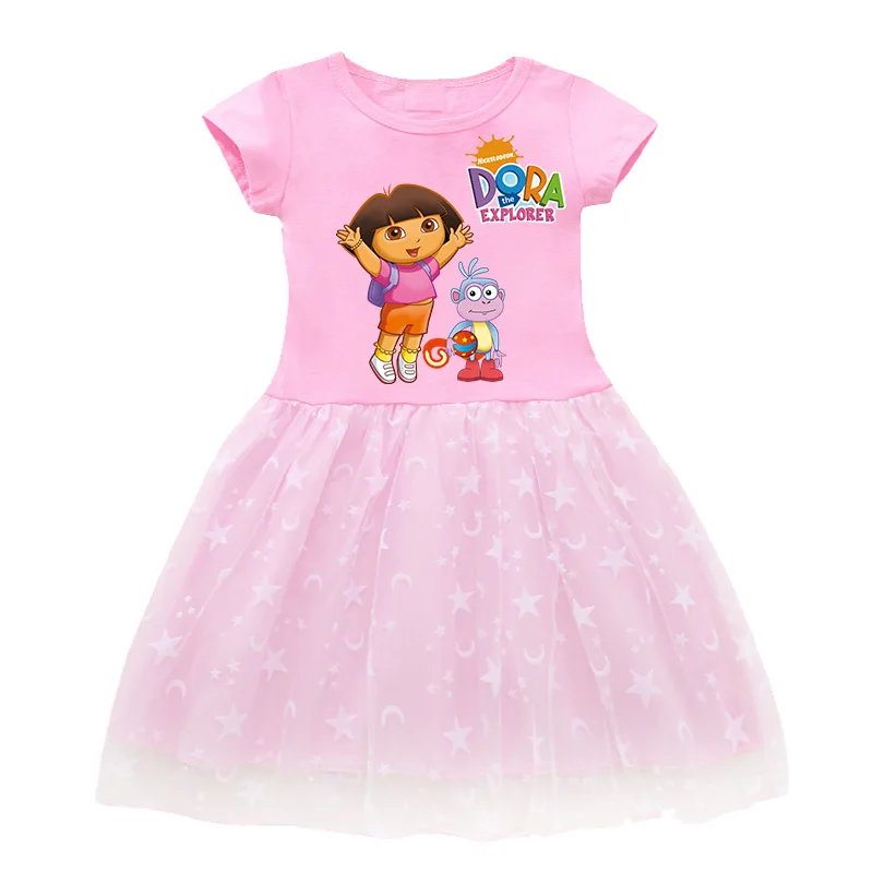 2021 New Summer Girls Dora Dress Birthday Party Princess Dress Halloween Christmas Costume Children Toddler Children days Dress