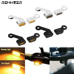 2X Motorcycle LED Mini Amber Turn Signal Indicator Running Light With E Mark Lamp For Harley Touring FLHR 09-17 Softail 15-20
