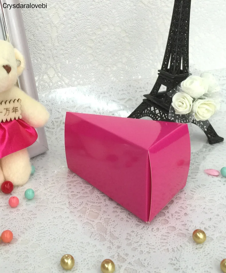 100pcs/lot Cake Style Triangular Wedding Candy Box Birthday Party Baby Shower Triangular Chocolate Gift Boxes Party Favors