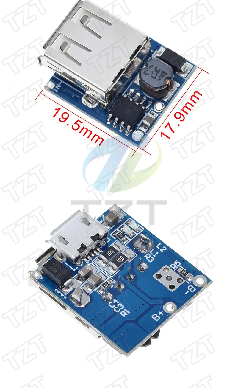 TZT Typ-C / Micro USB 5V 1A 2A Boost Converter Step-Up Power Modul Mobile Power Bank Zubehör mit Schutz LED Anzeige – Detail 8