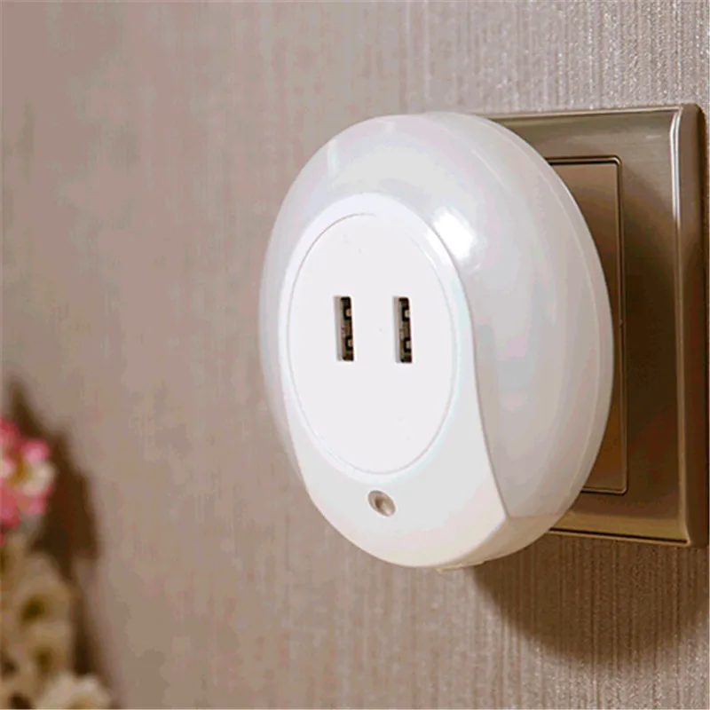110-220V الجدة الصمام ليلة ضوء مع 2 USB ميناء للهاتف المحمول شاحن ضوء الاستشعار جو مصباح دعم دروبشيبينغ