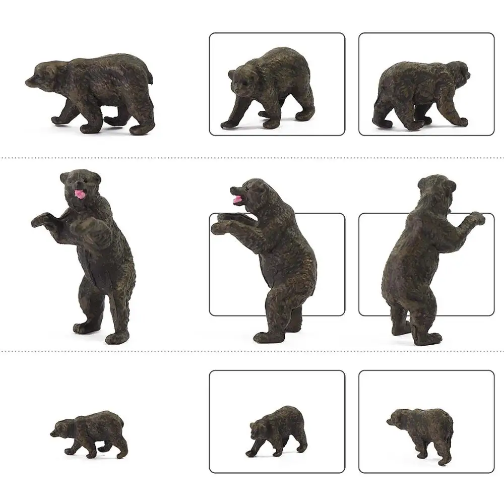 

Evemodel Animals AN8717 Model Railway HO Scale 1:87 Painted PVC Bears Family 12pcs Wild Scene Zoo Layout