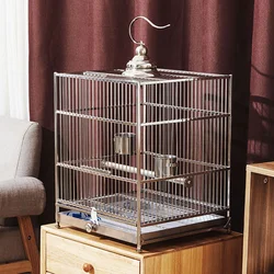 Large Luxury Bird Cage Transparent Tray Stainless Steel Rectangle Houses Outdoor Bird Cage Parrot Gaiolas Bird Supplies