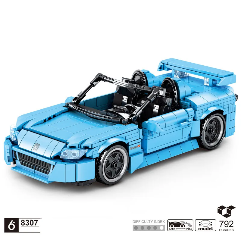 

Technical Scale Japan Sport Car Hondas S2000 Building Block Roadster Model Bricks Pull Back Vehicle Toys Collection For Boy Gift