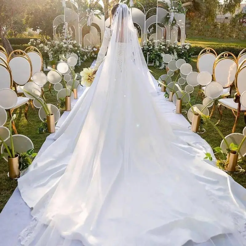 Vestidos De novia De satén De manga larga con cuello cuadrado, vestido De novia De princesa De campo, 2021