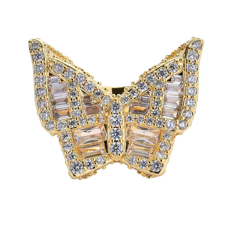 

Luxury Jewelry 7 8 9 10 11 Inch Hip Hop Butterfly Rings Cubic Zirconia Men Women Ring Party Gift