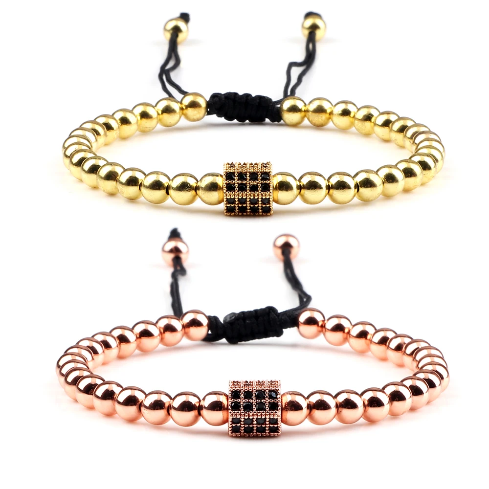 5mm Copper Beads Prism Bracelet Bangles Adjustable Jewelry Fashion For Distance Men Women Lovers Health Protection Yoga Balance