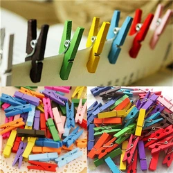 50 Teile/los Mini Holz Handwerk Pegs Kleidung Papier Foto Hängen Frühling Clips Wäscheklammern Für Nachricht Karten 30mm Zufällige Farbe