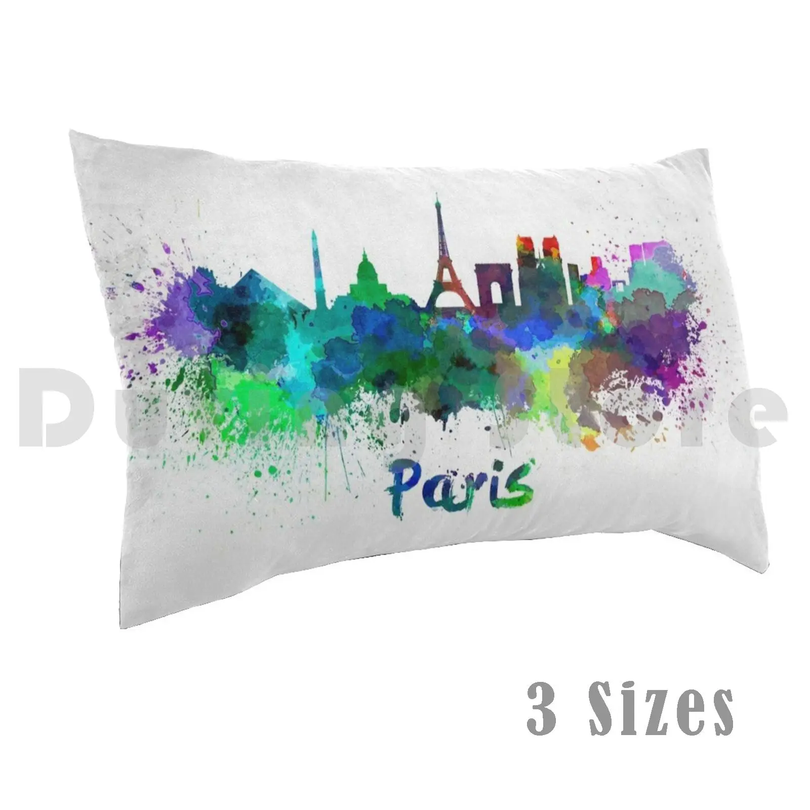 Paris Skyline In Watercolor Pillow Case Printed 50x75 Paris Skyline Paris France Europe Skyline Watercolor