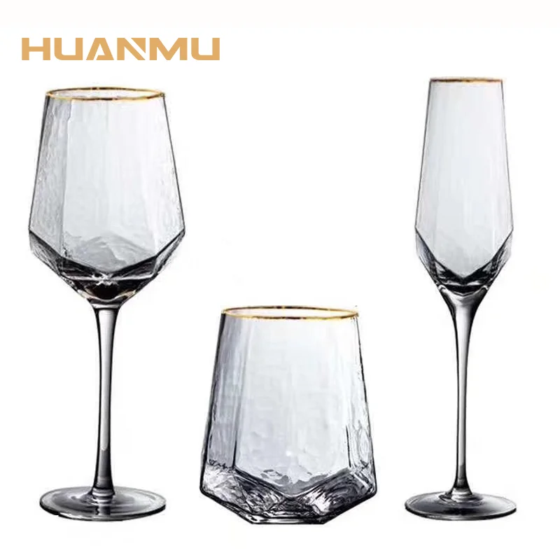 

Wine Glasses Home Hammered Goblet Creative Glass Cups Red Wine Diamond Champagne Brandy Wedding Luxury Drinkware бокалы стакан