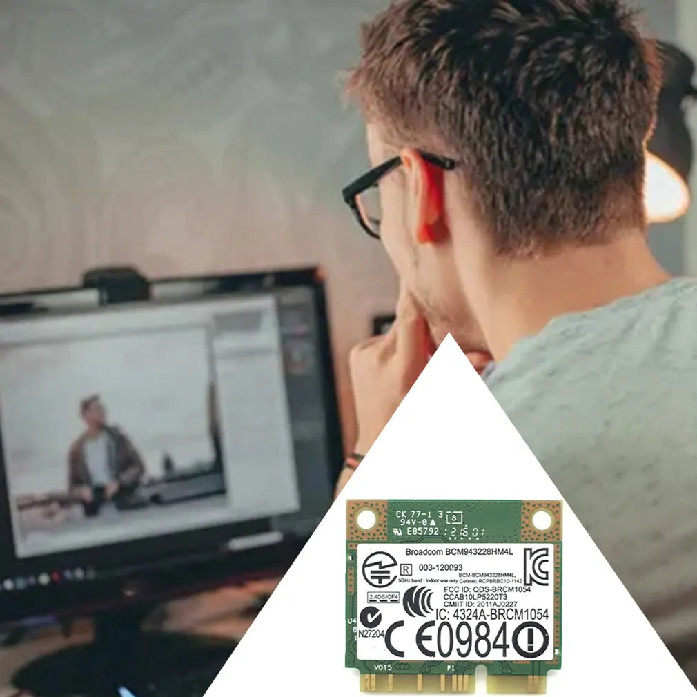 Dual Band 300Mbps BCM943228HMB 4.0 802.11a/b/g/n Wifi Wireless Card Half Mini PCI-E Notebook Wlan 2.4Ghz 5Ghz Adapter