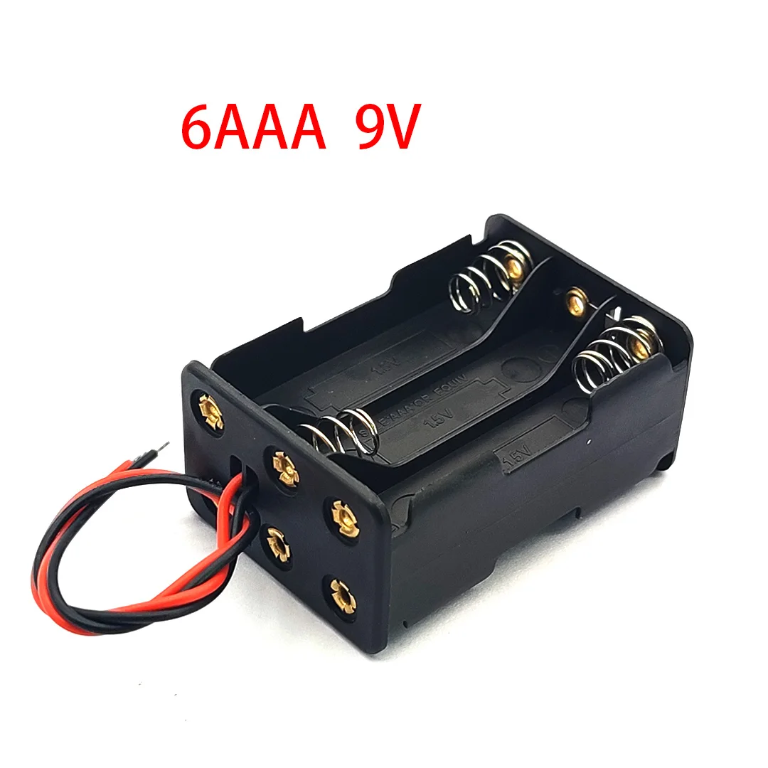 6*AAA Battery Holder AAA Battery Case AAA Box 6xAAA Battery Storage Box With Wire Leads 6*1.5V 9V