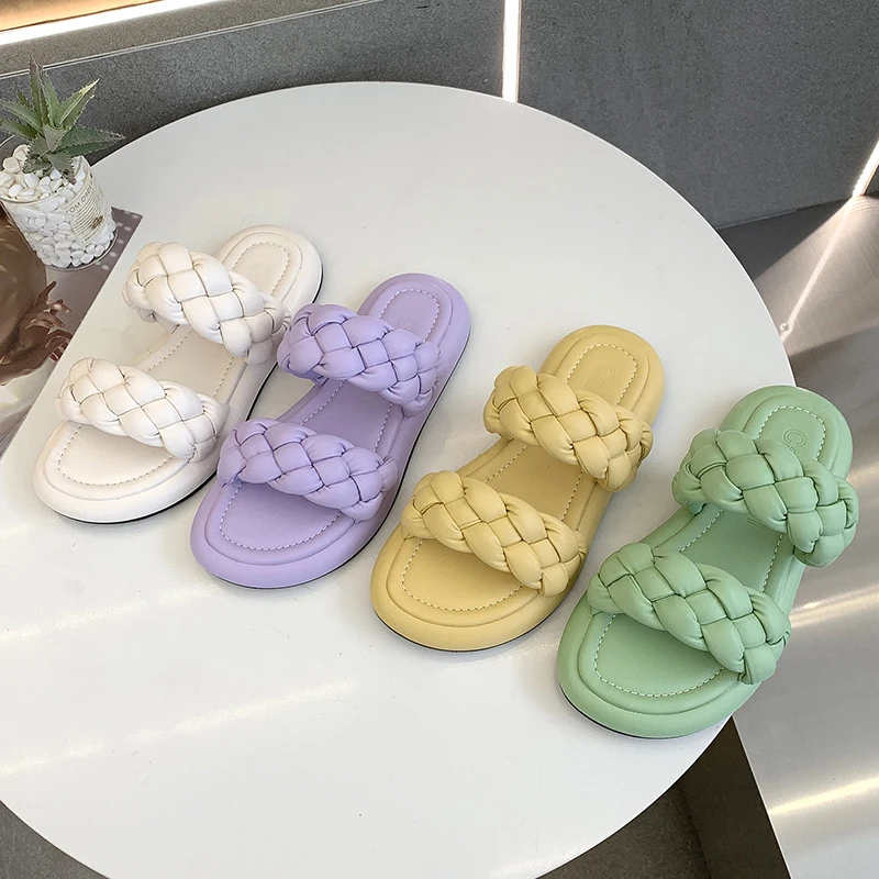 Aphixta New Purple Bread Cross Flip Flops Women Platformform With Summer Slippers Fashion Peep Toe Women Mules Slides