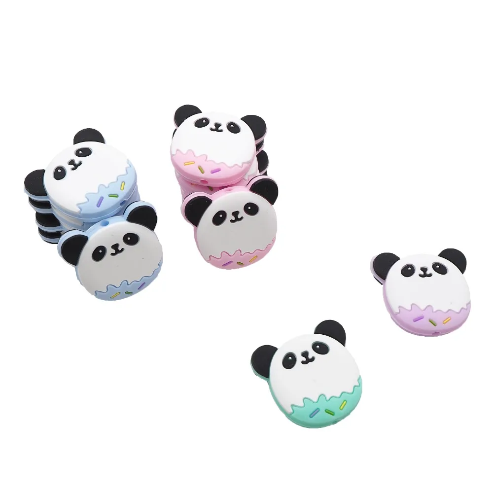 

Chenkai 5PCS Panda Shaped Baby Silicone Beads Teether Baby Cartoon Teething For DIY Baby Necklace Pendant Bracelet Accessories