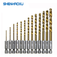 Drill Bit Set 6.35mm 1/4 Inch Hex Shank Twist Bits Multifunction Tools Electric Screwdriver Drill Wind Bit wood drilling 13pcs