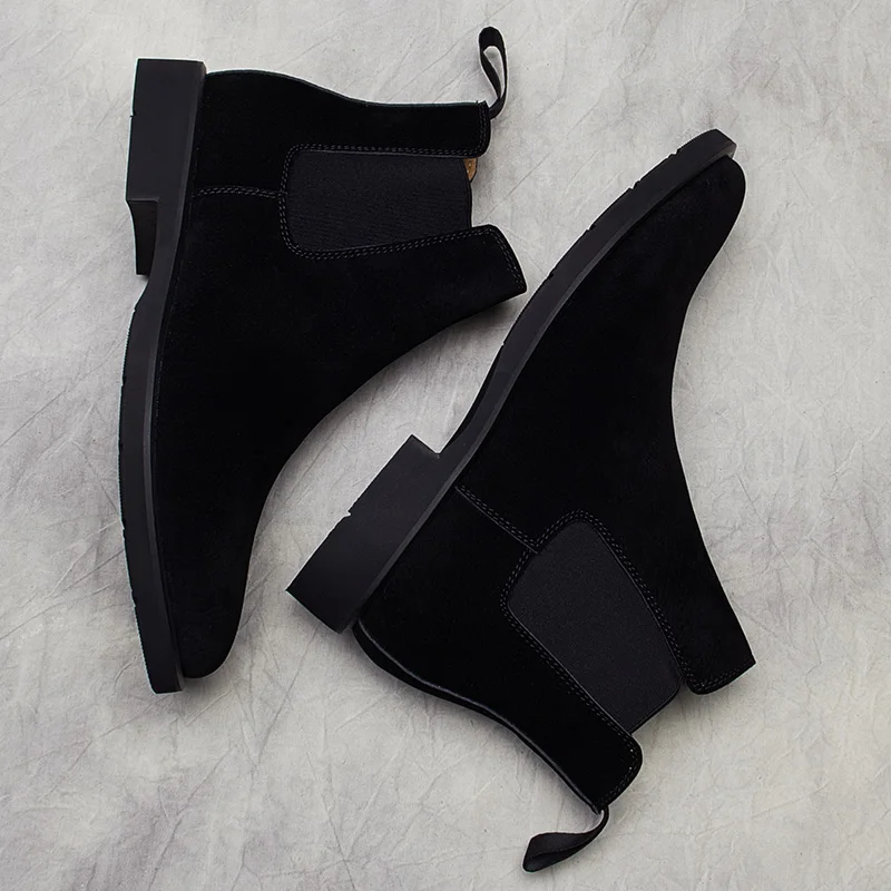 plus size men fashion chelsea boots soft original leather shoes black cowboy boot spring autumn ankle botas masculinas zapatos