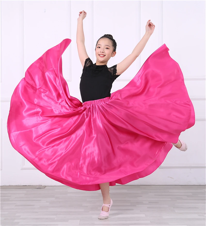 New Girls Flamenco Skirt Spanish Dance Dress Practice Competition Stage Chorus Performance Costuems for Kids Flamengo Skirts