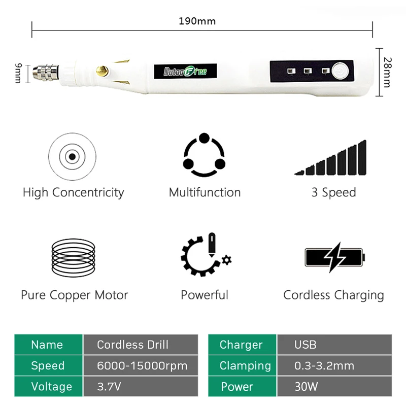 Mini Cordless Rechargeable Drill DIY Woodworking USB Wireless Engraving Pen Micro Rotary Tool Dremel Mini Engraver Mill