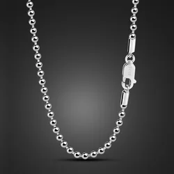 Genuine 100% 925 Sterling Silver Necklace Women Fashion 2.3MM 18 to 28 inches Bead Chain For Men / Boys Gift Fine Jewelry