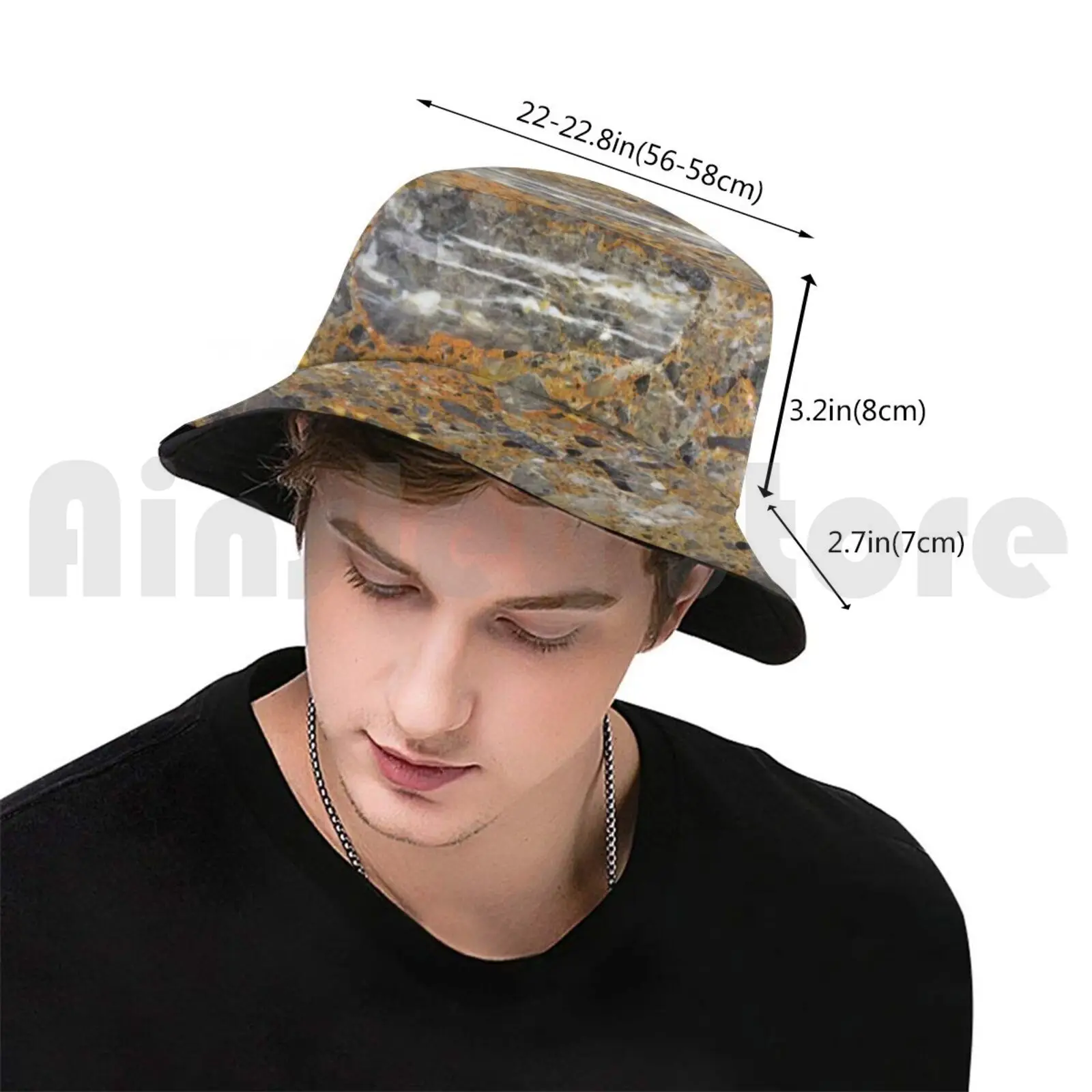 Brown Natural Marble Rock Sun Hat Foldable UV Protection Tigers Eye Geology Geology Rocks Sedimentary Rocks And Minerals