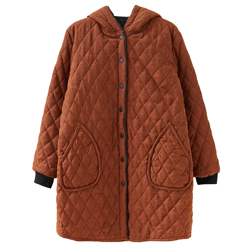 2024 New Winter Chaqueta Casual Cotton Padded Clothes Quilted Velvet Thickening Cold-Proof Soft Hooded Coat Women's Jacket