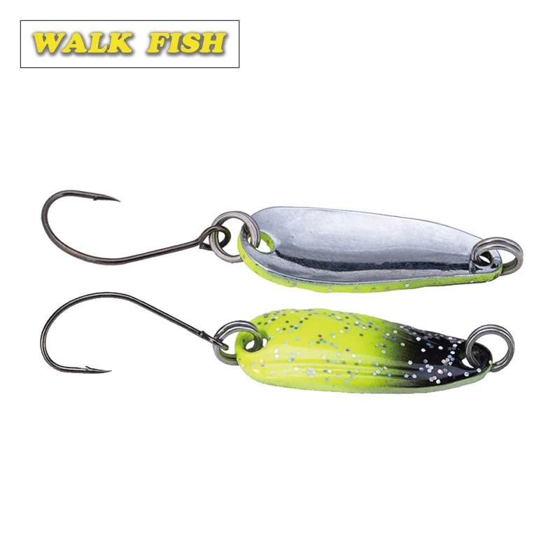 Walk Fish Metal Spinner Spoon 1Pcs 2.5g/3.5g Fishing Lure Hard Baits Sequins Noise Paillette with VMC Treble Hook Tackle