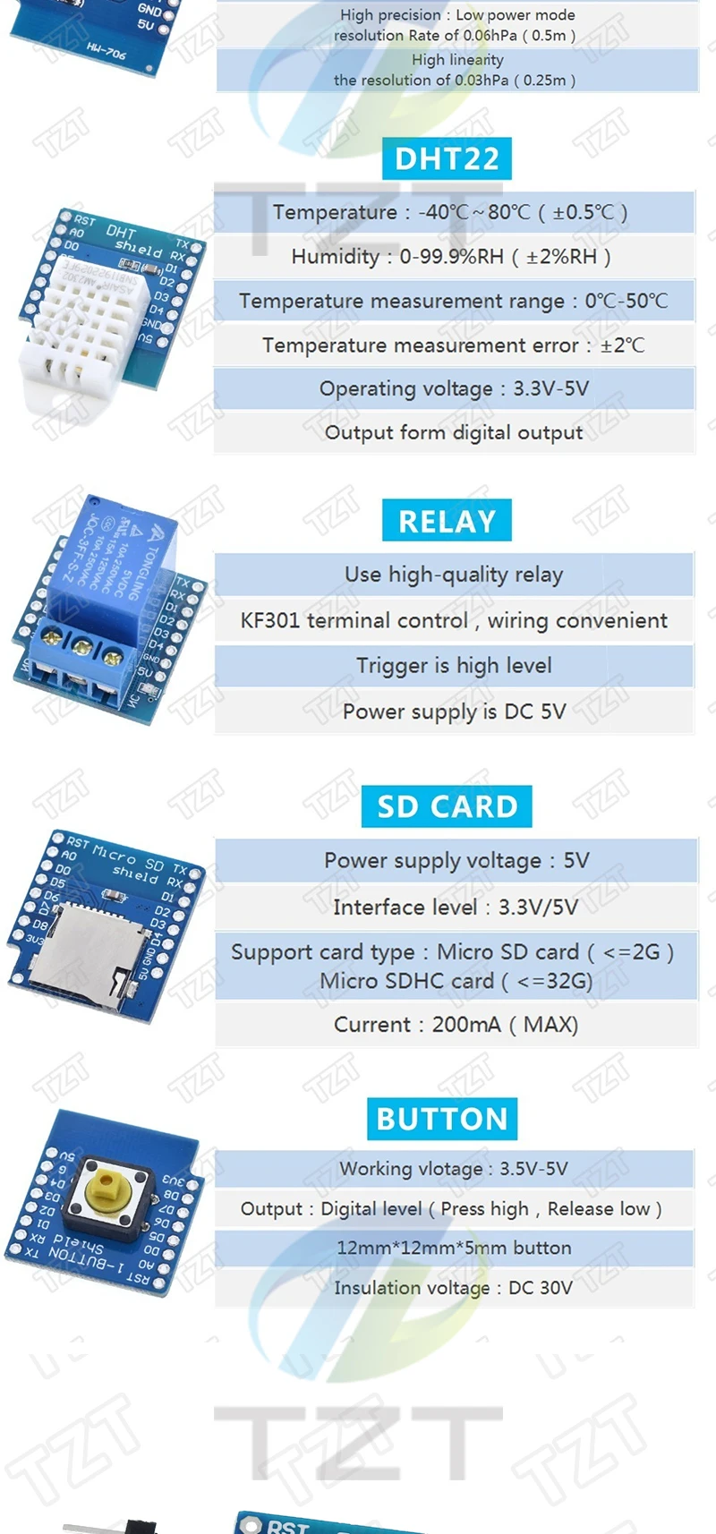 Esp8266 D1 Mini Pro WLAN-Entwicklungsboard Nodeu Ws2812 RGB Dht11 Dht22 Am2302 Relais Ds18b20 Bmp180 Motor für Arduino DIY-Kit – Detail 3