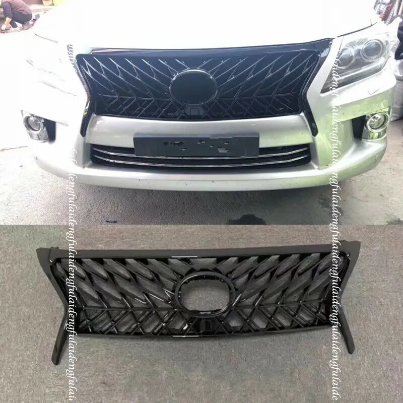 Fits For LEXUS LX570 2013-2015 ABS Glossy Black Grille Front Bumper Center Grill Decor Moulding Car Accessories 1PCS