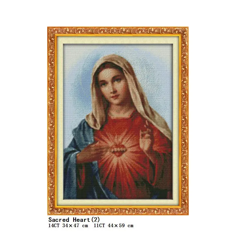 Jesus Sacred Heart Christ Religious Figure Painting Count Printing DIY Cross Stitch Kit DMC 11CT 14CT Embroidery Needlework Set