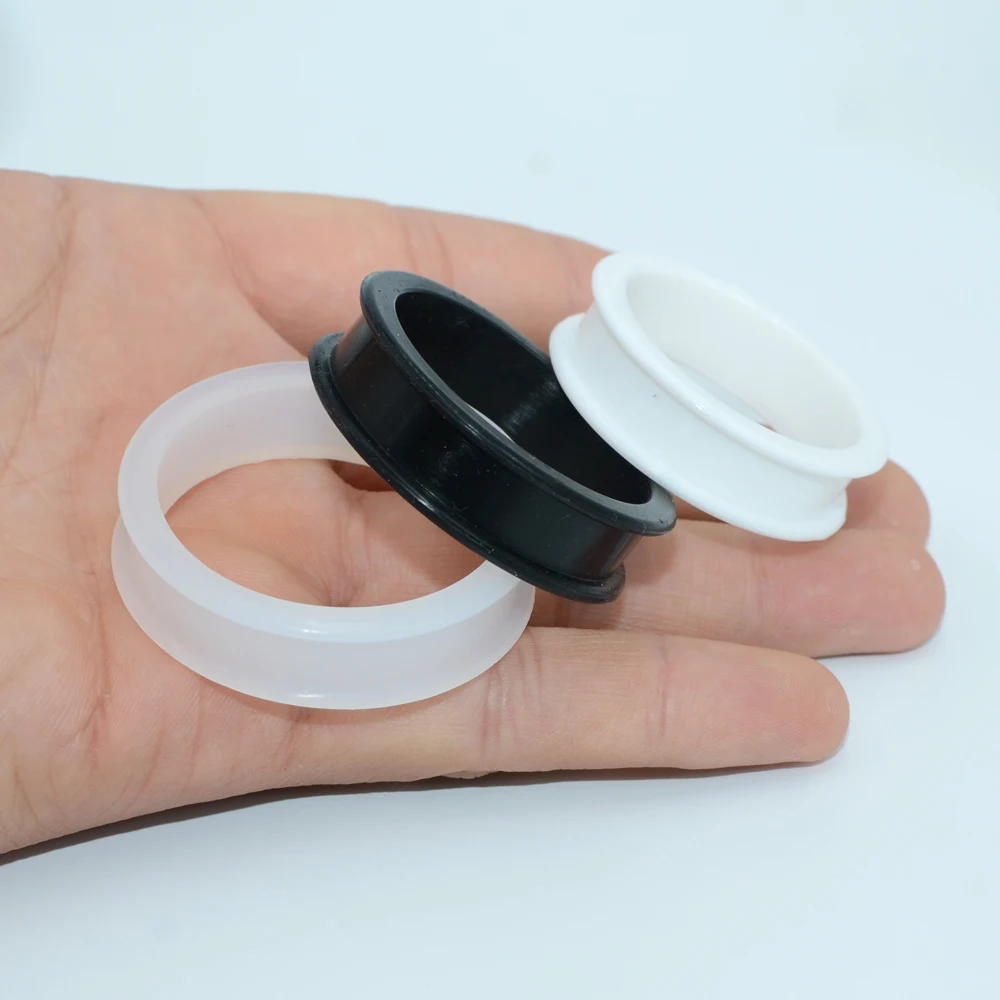 1pair Large Size Ear Silicon Ear Plugs Retainer Expander Silicone Flexi Soft Hollow Flesh Tunnel Piercing Stretchers Earrings